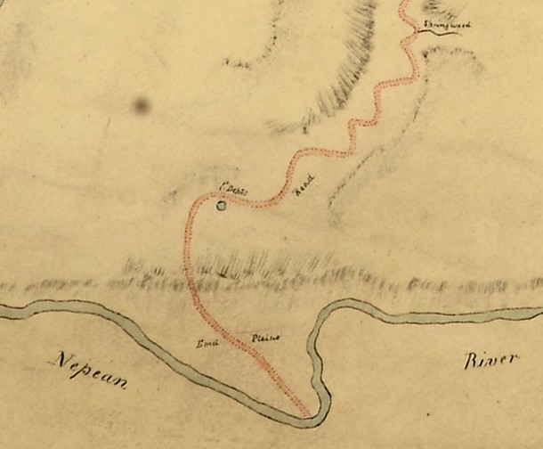 The start of Cox's Road on the rediscovered map. Courtesy National Archives, ID CO700/NEWSOUTHWALES24.